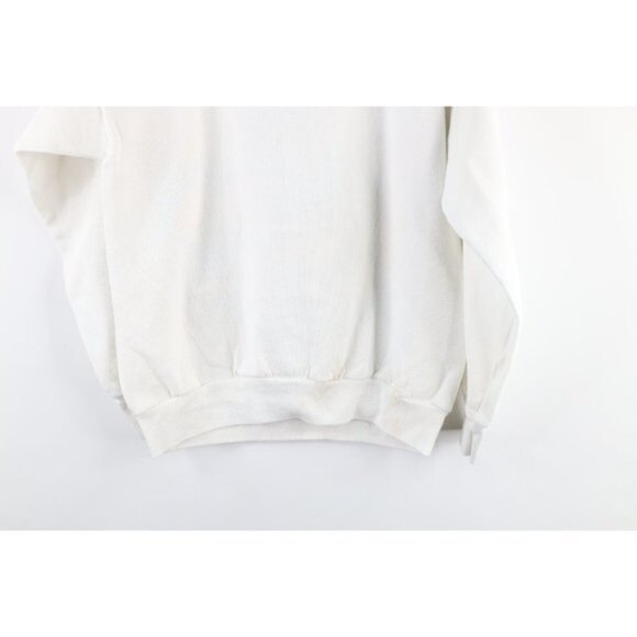 Vintage 90s Peanuts Womens Large Snoopy Brown Christmas Sweatshirt White USA - Picture 8 of 9